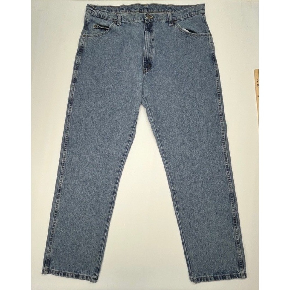 Wrangler Blues Mens Relaxed Straight Leg Jeans Blue Denim 42x32 Vintage Workwear - Picture 2 of 6